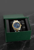 Luxury Men's Two-Tone Royal Blue Dial Watch with Matching Black Oyster Bracelet Set