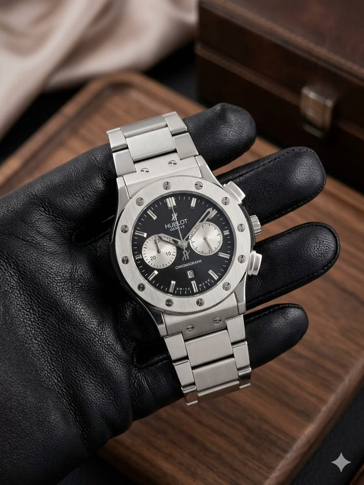 Hublot Classic Fusion Quartz Black Dial Silver Subdial