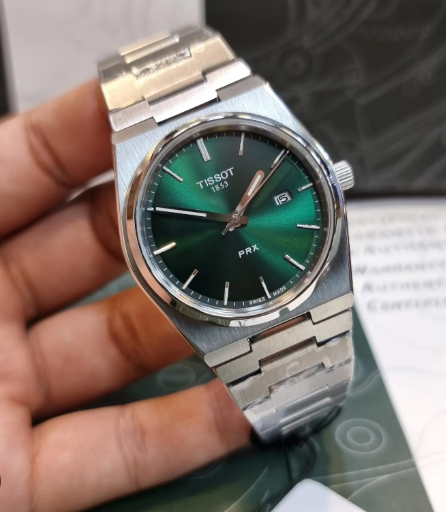 Tissot PRX Silver Stainless Steel Green Dial Quartz Unisex Watch