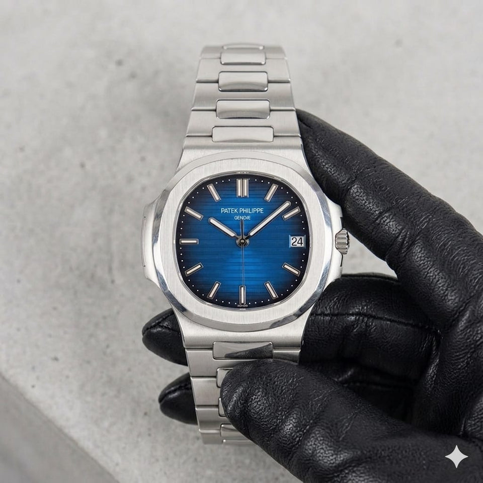 Patek Philippe Premium Silver Stainless Steel Men’s Watch with Blue Dial – Luxury Square Design Wrist Watch