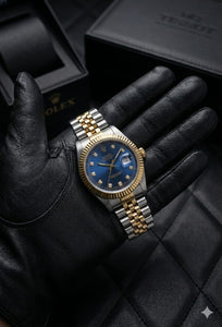 Rolex Golden Silver With Blue Dial Stainless Steel Watch – Premium Design