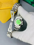 Rolex Silver Green Stainless Steel Watch – Premium Design