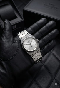 Tissot PRX Chain Watch White Stainless Steel Silver Dial Automatic Watch for Men's