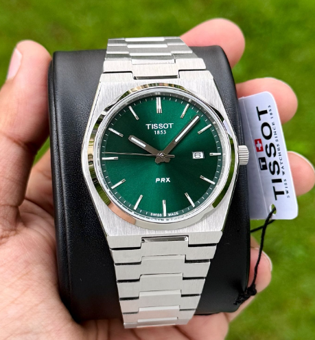 Tissot PRX Silver Stainless Steel Green Dial Quartz Unisex Watch